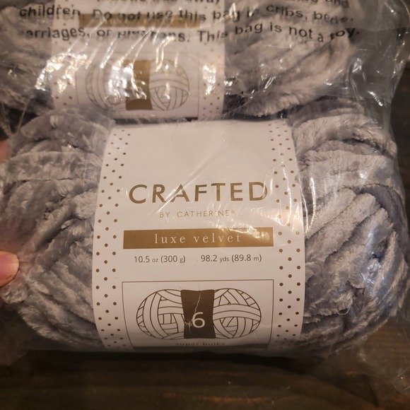 Crafted By Catherine Yarn Gray Luxe Velvet Yarn 2 Pack #6 Yarn - Picture 2 of 5